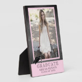 Modern Chalkboard Pink Abschluss Graduate Foto Fotoplatte (Seite)