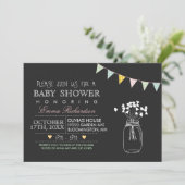 Modern Chalkboard Pink Baby Dusche Einladung (Stehend Vorderseite)