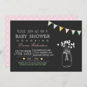 Modern Chalkboard Pink Baby Dusche Einladung (Vorne/Hinten)