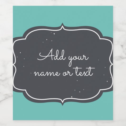Modern Chalkboard Rahmen Custom Aqua Weinetikett (Einzelnes Label)