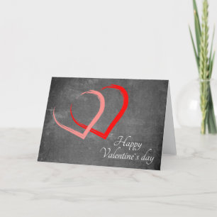 Modern Chalkboard Red Heart Valentine Day Feiertagskarte