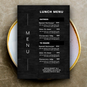 Modern Chalkboard Restaurant Lunch Menu Price List Menükarte