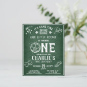 Modern Chalkboard Soccer Budget 1. Geburtstag (Stehend Vorderseite)