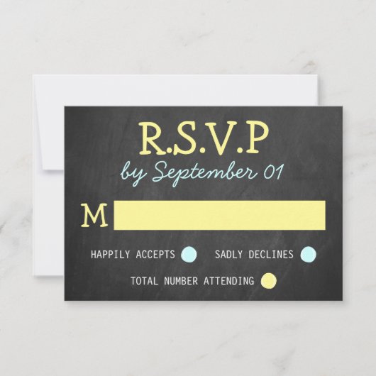 Modern Chalkboard Typografy Wedding RSVP Cards Karte (Vorderseite)