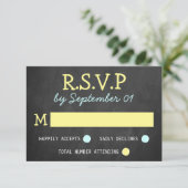 Modern Chalkboard Typografy Wedding RSVP Cards Karte (Stehend Vorderseite)