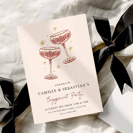 Modern Champagne Coupe Engagement Party Invitation Einladung