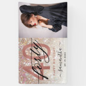 Modern Champagne Glitzer 40. Geburtstag Foto Banner (Vertikal)