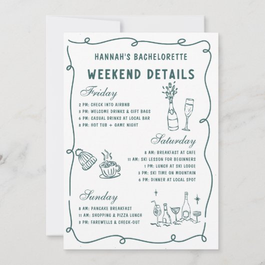 Modern Champagne On Ice Bachelorette Party Einladung (Rückseite)