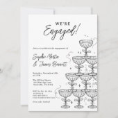 Modern Champagne Tower Photo Engagement Einladung (Vorderseite)