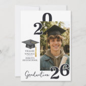 Modern Charcoal 4 Photo Graduation Invite Einladung (Vorderseite)
