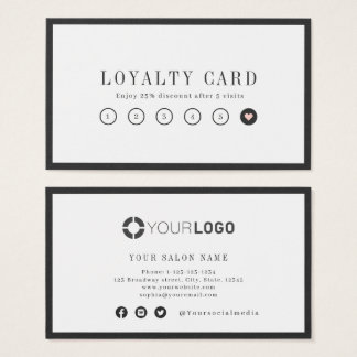 Modern charcoal black border business loyalty card