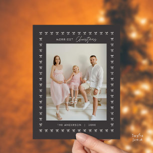 Modern Charcoal Bow Muster Familienjubiläum Weihna Postkarte