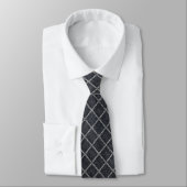 Modern Charcoal Diamond Grid Tie Krawatte (Gebunden)
