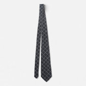 Modern Charcoal Diamond Grid Tie Krawatte (Rückseite)