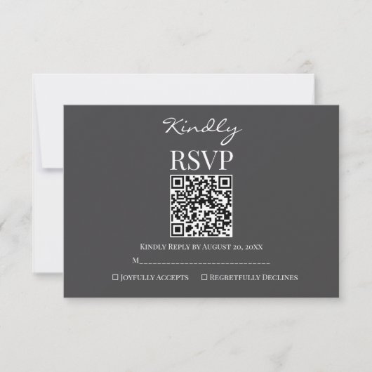 Modern Charcoal Gray and White Wedding RSVP Karte (Vorderseite)