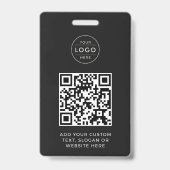 Modern Charcoal QR Code Custom Company Logo Ausweis (Rückseite)