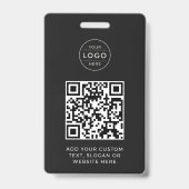 Modern Charcoal QR Code Custom Company Logo Ausweis (Vorderseite)
