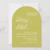 Modern Chartreuse Formal Arch Wedding Einladung (Vorderseite)