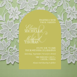 Modern Chartreuse Formal Arch Wedding  Einladung