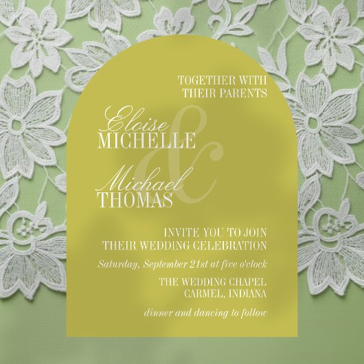 Modern Chartreuse Formal Arch Wedding Einladung