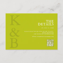Modern Chartreuse Minimalist Wedding Begleitkarte