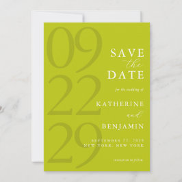 Modern Chartreuse Minimalist Wedding Save The Date