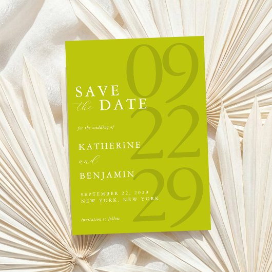 Modern Chartreuse Minimalist Wedding Save The Date