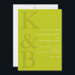 Modern Chartreuse Monogram Minimalist Wedding Einladung<br><div class="desc">Easily personalize your wedding invitations with this editable template. Features minimal elegant typography design in chartreuse color.</div>