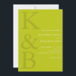 Modern Chartreuse Monogram Minimalist Wedding Einladung<br><div class="desc">Easily personalize your wedding invitations with this editable template. Features minimal elegant typography design in chartreuse color.</div>