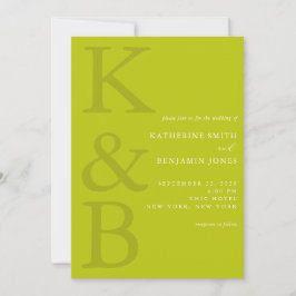 Modern Chartreuse Monogram Minimalist Wedding Einladung