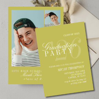 Modern Chartreuse Photo Graduation Party Einladung