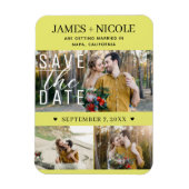 Modern Chartreuse Save the Date Hochzeit 3 Fotos Magnet (Vertikal)
