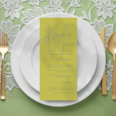 Modern Chartreuse Script Formal Wedding Menükarte