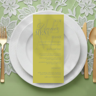 Modern Chartreuse Script Formal Wedding Menükarte