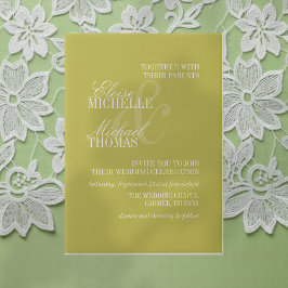 Modern Chartreuse Script Formal Wedding Pergament Einladungen