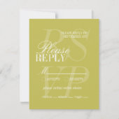 Modern Chartreuse Script Formal Wedding  RSVP Karte (Vorderseite)