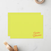 Modern Chartreuse Script Personalized Stationery Mitteilungskarte (Vorderseite/Rückseite Beispiel)