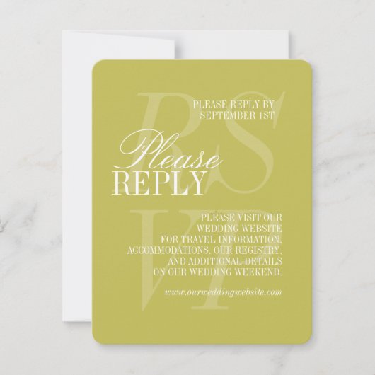 Modern Chartreuse Script QR Code Formal Wedding RSVP Karte (Vorderseite)