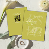Modern Chartreuse Script QR Code Formal Wedding  RSVP Karte