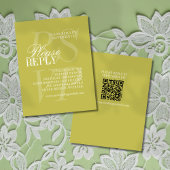 Modern Chartreuse Script QR Code Formal Wedding RSVP Karte