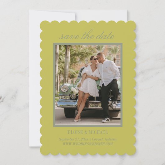 Modern Chartreuse Script Wedding Photo Save The Date (Vorderseite)