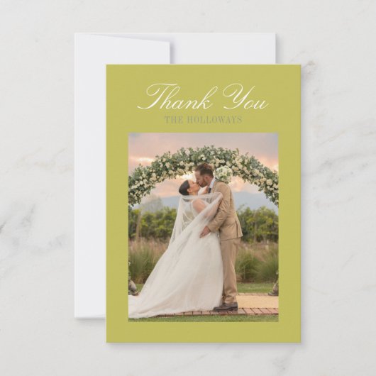 Modern Chartreuse Script Wedding Thank You Card Dankeskarte (Vorderseite)