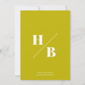 Modern Chartreuse Typography Monogram Wedding Save The Date (Rückseite)