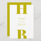 Modern Chartreuse Typography Monogram Wedding Save The Date (Vorne/Hinten)