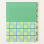 Modern Checker Blue Green Lime Custom Monogram Planer (Rückseite)