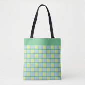 Modern Checker Blue Green Lime Pattern Tasche (Vorderseite)