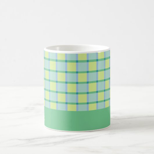 Modern Checker Blue Green Lime Personalized Kaffeetasse (Mittel)