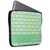 Modern Checker Blue Green Lime Personalized  Laptopschutzhülle (Vorne Rechts)