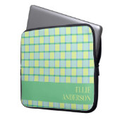 Modern Checker Blue Green Lime Personalized  Laptopschutzhülle (Vorderseite Links)