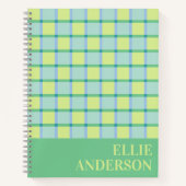 Modern Checker Blue Green Lime Personalized Notizblock (Vorderseite)
